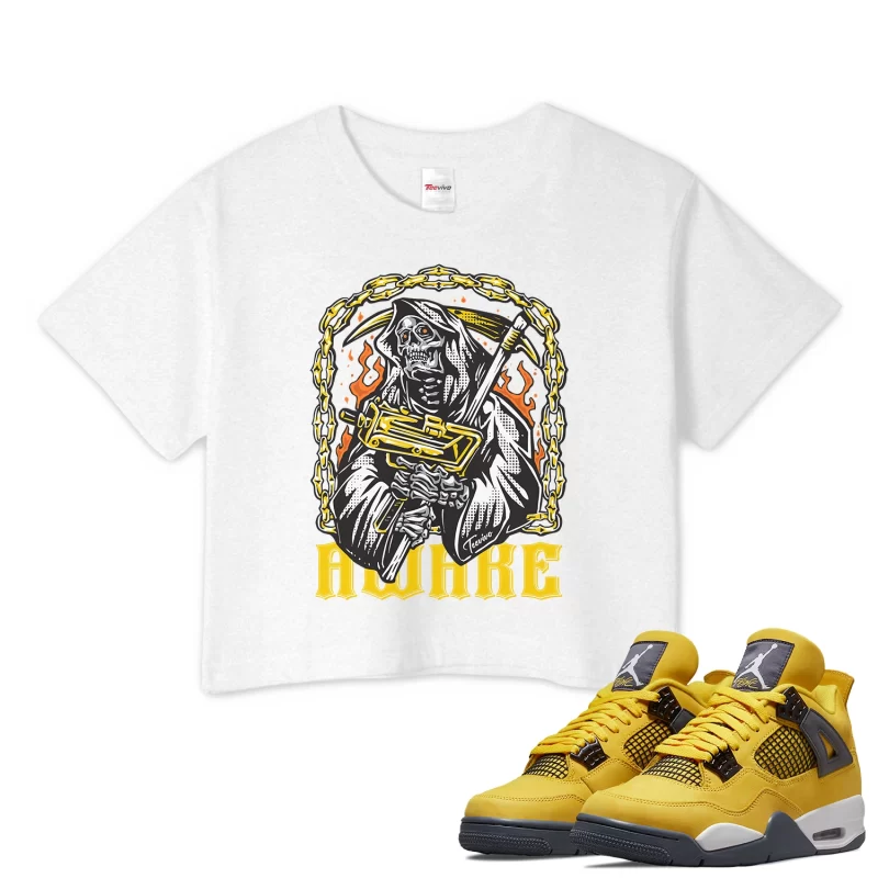 TeeVivo Crop Top Match Air Jordan 4 Retro Lightning Awake – Air Jordan 4 Crop Top, AJ4 Crop Top