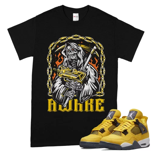 TeeVivo T-Shirt Match Air Jordan 4 Retro Lightning Awake – Air Jordan 4 Shirt, AJ4 Shirt