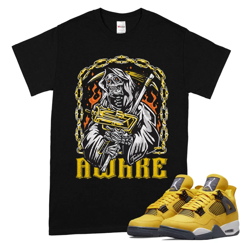 TeeVivo T-Shirt Match Air Jordan 4 Retro Lightning Awake – Air Jordan 4 Shirt, AJ4 Shirt