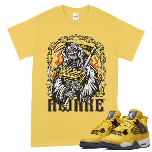TeeVivo T-Shirt Match Air Jordan 4 Retro Lightning Awake – Air Jordan 4 Shirt, AJ4 Shirt