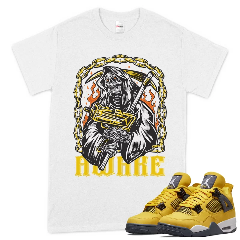 TeeVivo T-Shirt Match Air Jordan 4 Retro Lightning Awake – Air Jordan 4 Shirt, AJ4 Shirt