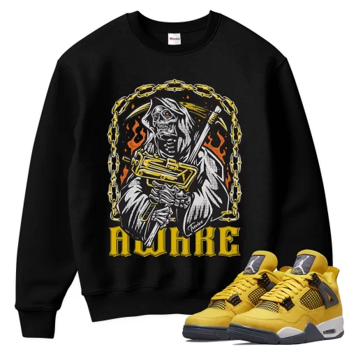 TeeVivo Sweatshirt Match Air Jordan 4 Retro Lightning Awake – Air Jordan 4 Sweatshirt, AJ4 Sweatshirt
