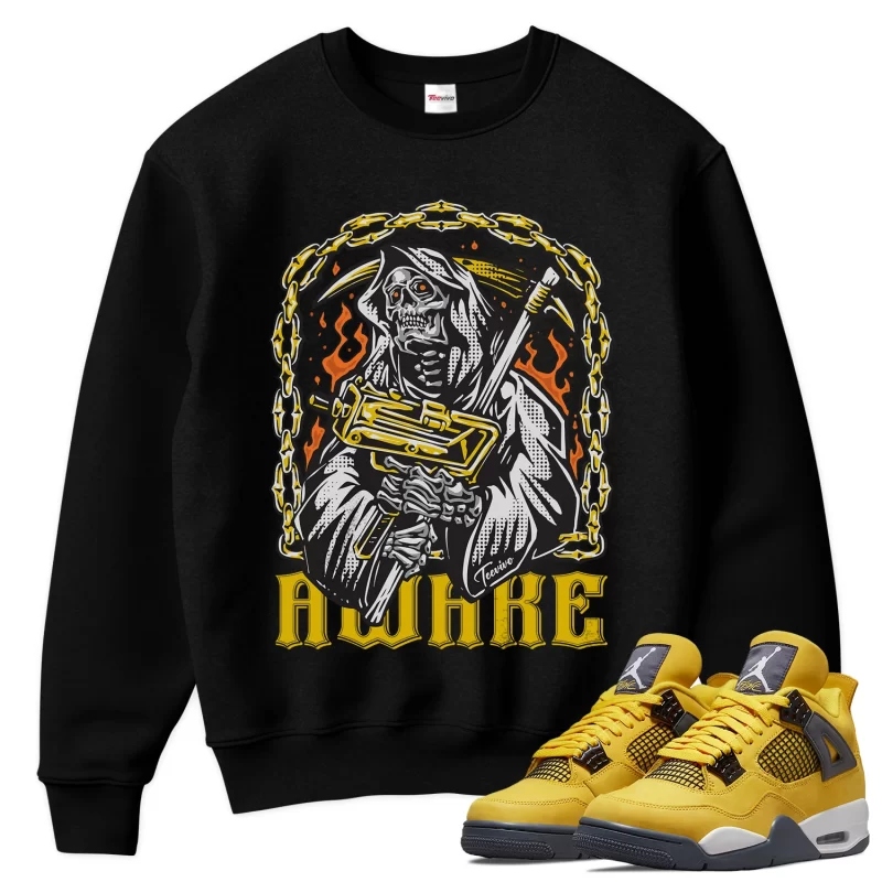 TeeVivo Sweatshirt Match Air Jordan 4 Retro Lightning Awake – Air Jordan 4 Sweatshirt, AJ4 Sweatshirt