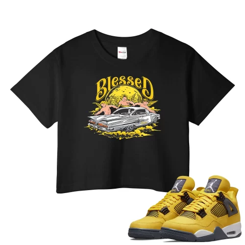 TeeVivo Crop Top Match Air Jordan 4 Retro Lightning Blessed – Air Jordan 4 Crop Top, AJ4 Crop Top