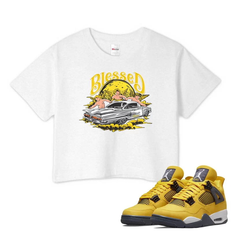 TeeVivo Crop Top Match Air Jordan 4 Retro Lightning Blessed – Air Jordan 4 Crop Top, AJ4 Crop Top
