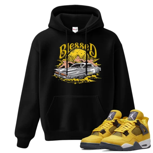 TeeVivo Hoodie Match Air Jordan 4 Retro Lightning Blessed – Air Jordan 4 Hoodie, AJ4 Hoodie