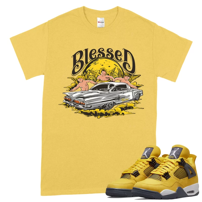 TeeVivo T-Shirt Match Air Jordan 4 Retro Lightning Blessed – Air Jordan 4 Shirt, AJ4 Shirt