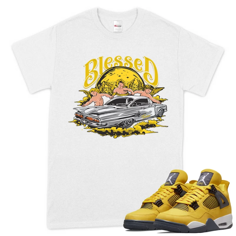 TeeVivo T-Shirt Match Air Jordan 4 Retro Lightning Blessed – Air Jordan 4 Shirt, AJ4 Shirt