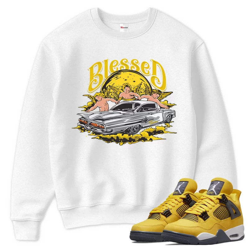 TeeVivo Sweatshirt Match Air Jordan 4 Retro Lightning Blessed – Air Jordan 4 Sweatshirt, AJ4 Sweatshirt