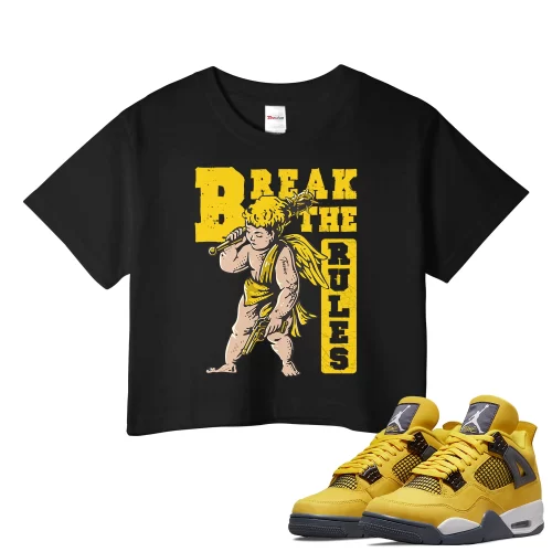 TeeVivo Crop Top Match Air Jordan 4 Retro Lightning Break the rules – Air Jordan 4 Crop Top, AJ4 Crop Top