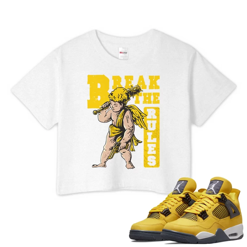 TeeVivo Crop Top Match Air Jordan 4 Retro Lightning Break the rules – Air Jordan 4 Crop Top, AJ4 Crop Top