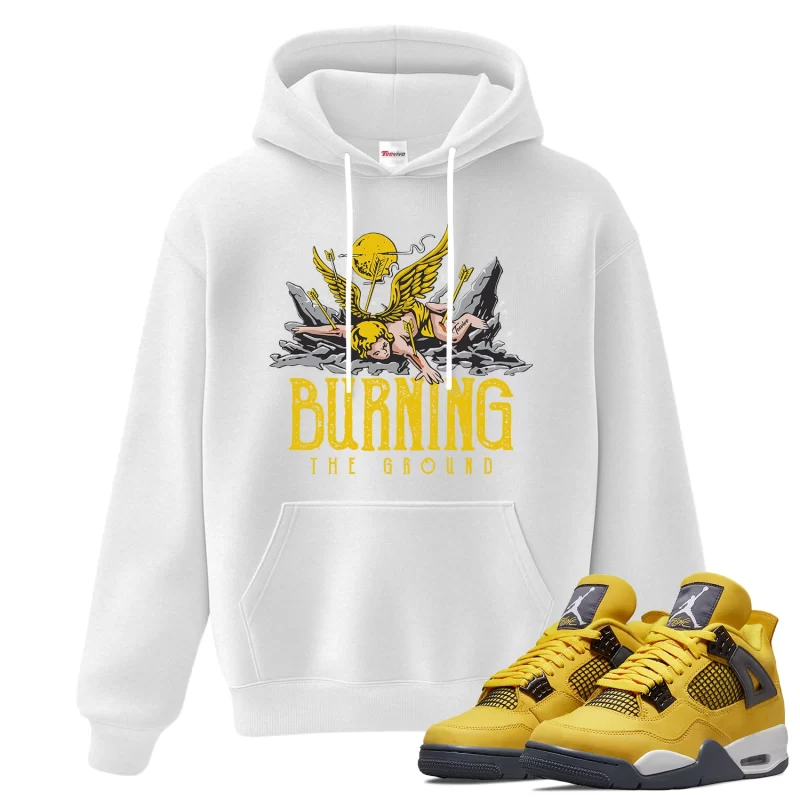 TeeVivo Hoodie Match Air Jordan 4 Retro Lightning Burning the ground – Air Jordan 4 Hoodie, AJ4 Hoodie