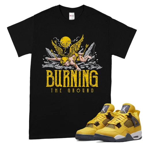 TeeVivo T-Shirt Match Air Jordan 4 Retro Lightning Burning the ground – Air Jordan 4 Shirt, AJ4 Shirt