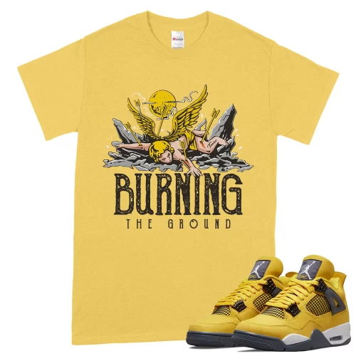 TeeVivo T-Shirt Match Air Jordan 4 Retro Lightning Burning the ground – Air Jordan 4 Shirt, AJ4 Shirt