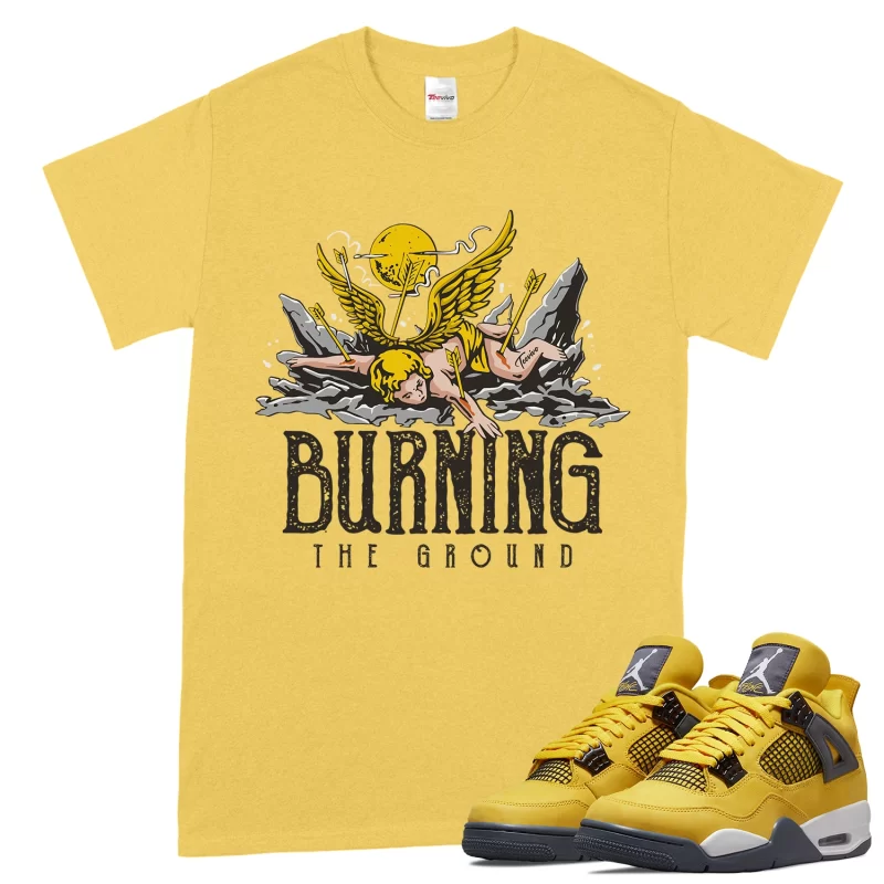 TeeVivo T-Shirt Match Air Jordan 4 Retro Lightning Burning the ground – Air Jordan 4 Shirt, AJ4 Shirt
