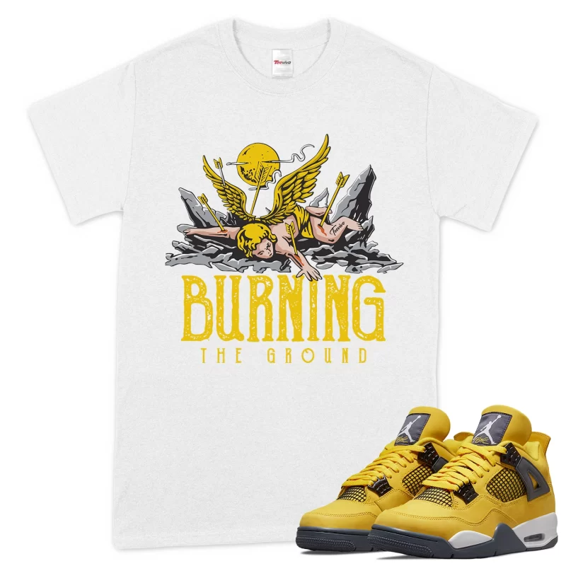 TeeVivo T-Shirt Match Air Jordan 4 Retro Lightning Burning the ground – Air Jordan 4 Shirt, AJ4 Shirt