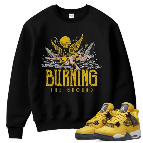 TeeVivo Sweatshirt Match Air Jordan 4 Retro Lightning Burning the ground – Air Jordan 4 Sweatshirt, AJ4 Sweatshirt