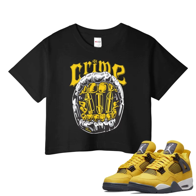 TeeVivo Crop Top Match Air Jordan 4 Retro Lightning Crime – Air Jordan 4 Crop Top, AJ4 Crop Top