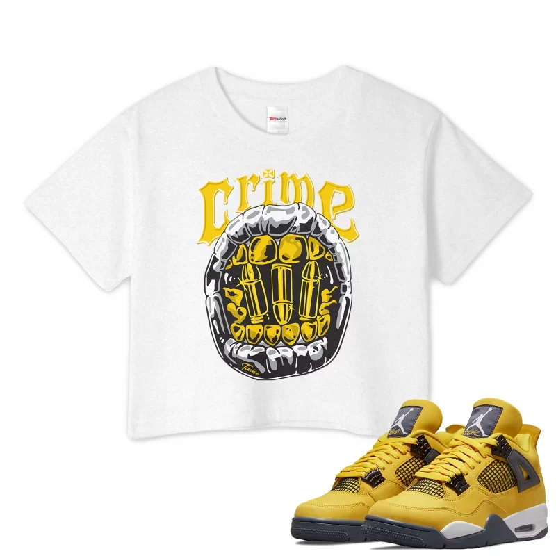 TeeVivo Crop Top Match Air Jordan 4 Retro Lightning Crime – Air Jordan 4 Crop Top, AJ4 Crop Top