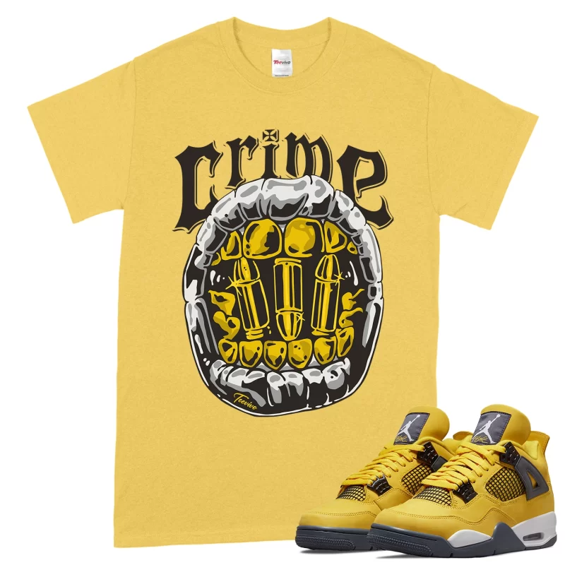 TeeVivo T-Shirt Match Air Jordan 4 Retro Lightning Crime – Air Jordan 4 Shirt, AJ4 Shirt