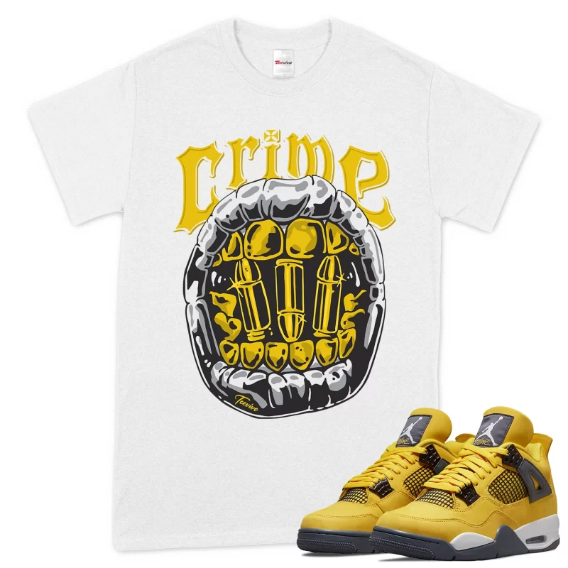 TeeVivo T-Shirt Match Air Jordan 4 Retro Lightning Crime – Air Jordan 4 Shirt, AJ4 Shirt