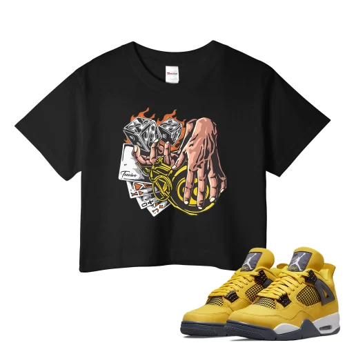 TeeVivo Crop Top Match Air Jordan 4 Retro Lightning Gambling – Air Jordan 4 Crop Top, AJ4 Crop Top