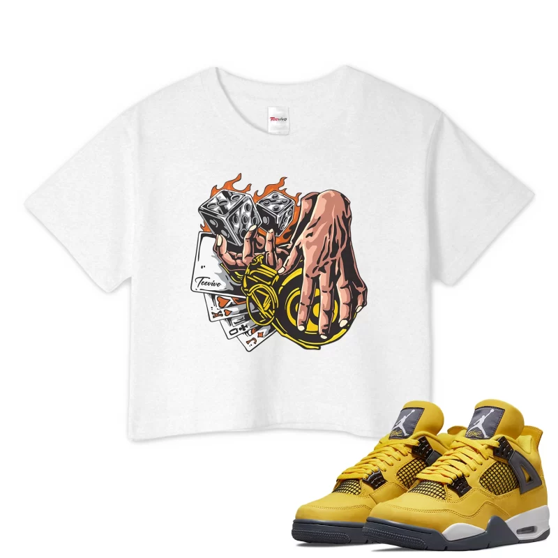 TeeVivo Crop Top Match Air Jordan 4 Retro Lightning Gambling – Air Jordan 4 Crop Top, AJ4 Crop Top
