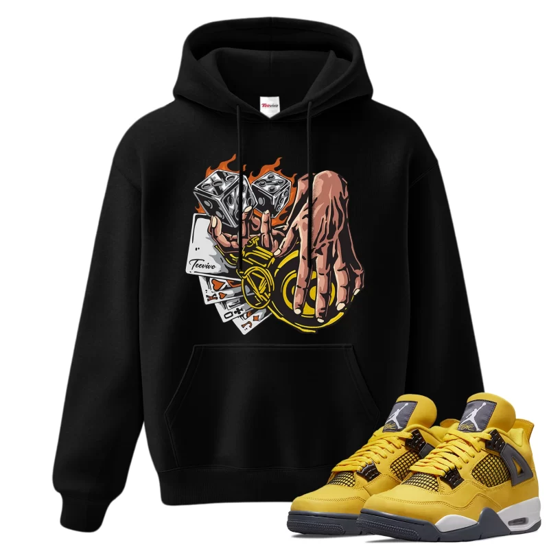 TeeVivo Hoodie Match Air Jordan 4 Retro Lightning Gambling – Air Jordan 4 Hoodie, AJ4 Hoodie