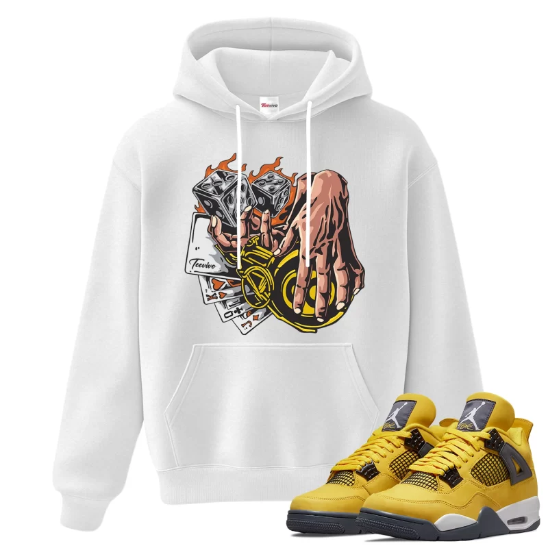 TeeVivo Hoodie Match Air Jordan 4 Retro Lightning Gambling – Air Jordan 4 Hoodie, AJ4 Hoodie