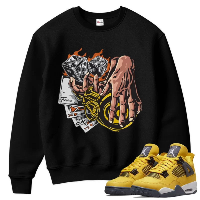 TeeVivo Sweatshirt Match Air Jordan 4 Retro Lightning Gambling – Air Jordan 4 Sweatshirt, AJ4 Sweatshirt