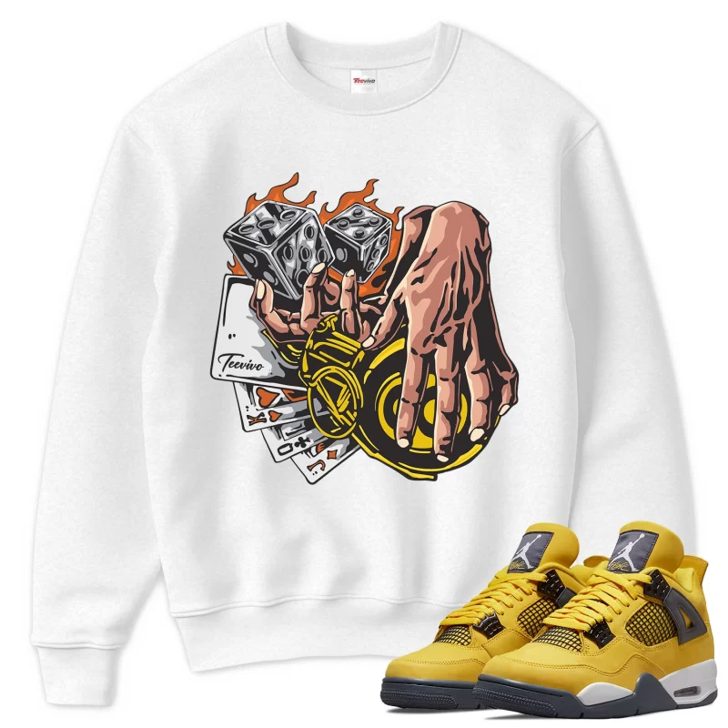 TeeVivo Sweatshirt Match Air Jordan 4 Retro Lightning Gambling – Air Jordan 4 Sweatshirt, AJ4 Sweatshirt