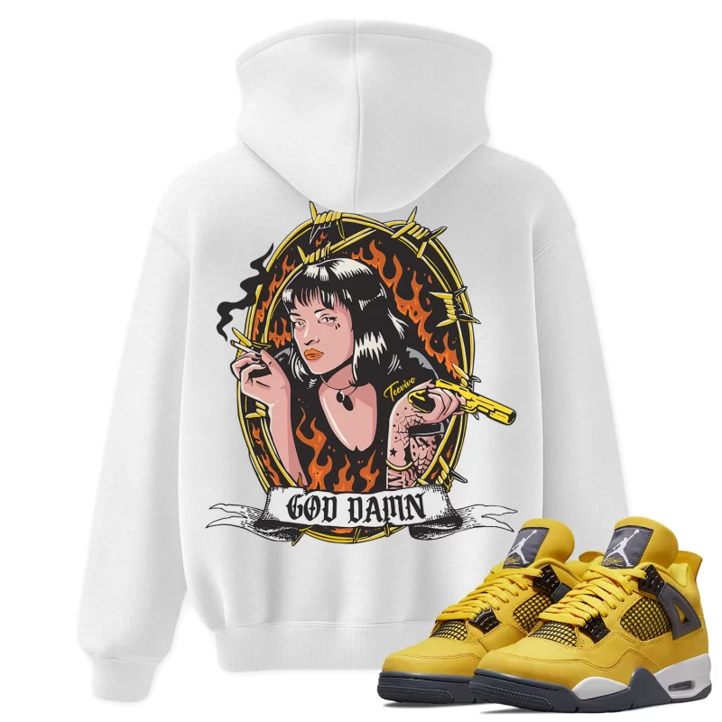 TeeVivo Hoodie Match Air Jordan 4 Retro Lightning God Daaamn – Air Jordan 4 Hoodie, AJ4 Hoodie