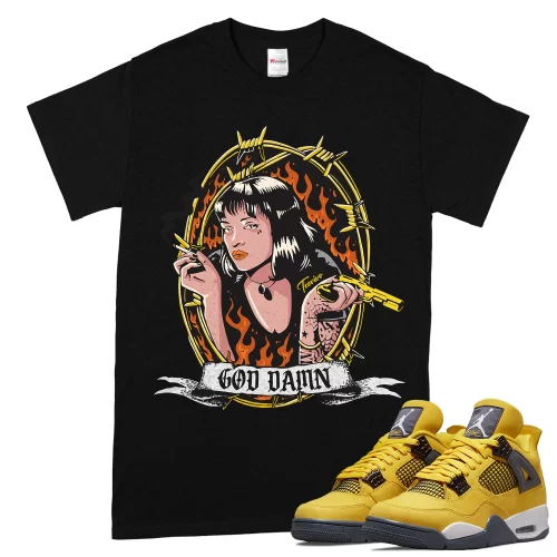 TeeVivo T-Shirt Match Air Jordan 4 Retro Lightning God Daaamn – Air Jordan 4 Shirt, AJ4 Shirt