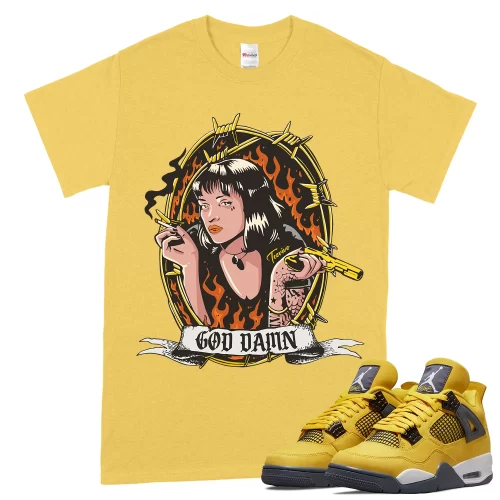 TeeVivo T-Shirt Match Air Jordan 4 Retro Lightning God Daaamn – Air Jordan 4 Shirt, AJ4 Shirt