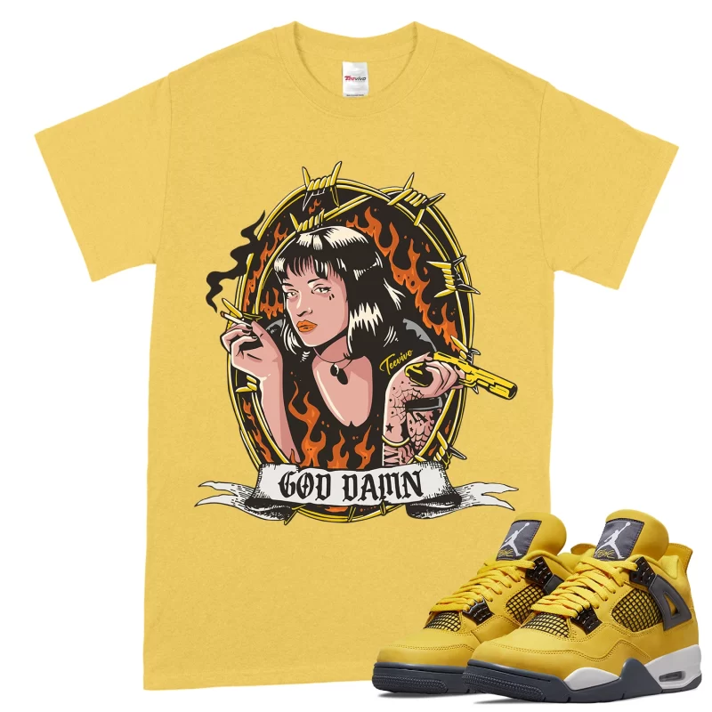 TeeVivo T-Shirt Match Air Jordan 4 Retro Lightning God Daaamn – Air Jordan 4 Shirt, AJ4 Shirt