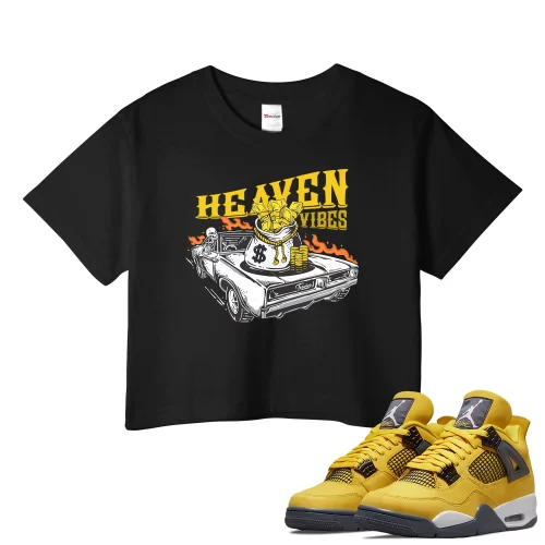 TeeVivo Crop Top Match Air Jordan 4 Retro Lightning Heaven vibes – Air Jordan 4 Crop Top, AJ4 Crop Top