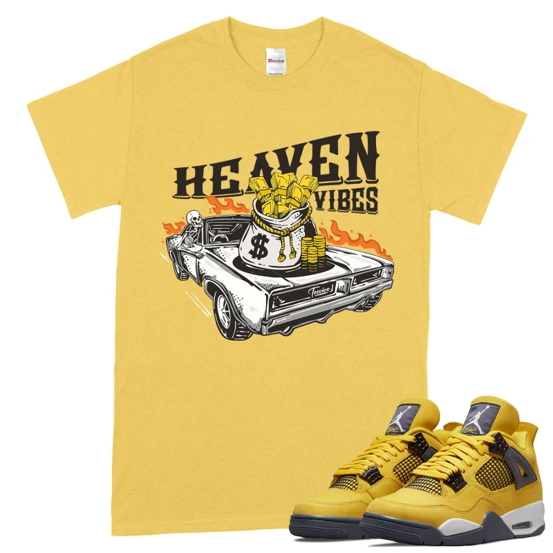 TeeVivo T-Shirt Match Air Jordan 4 Retro Lightning Heaven vibes – Air Jordan 4 Shirt, AJ4 Shirt