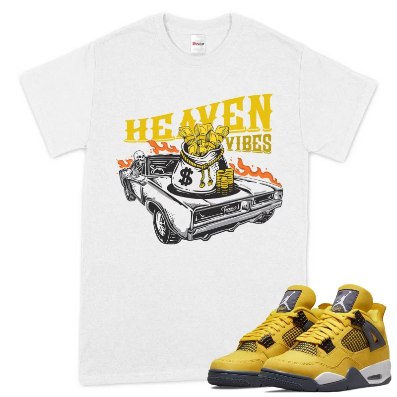 TeeVivo T-Shirt Match Air Jordan 4 Retro Lightning Heaven vibes – Air Jordan 4 Shirt, AJ4 Shirt