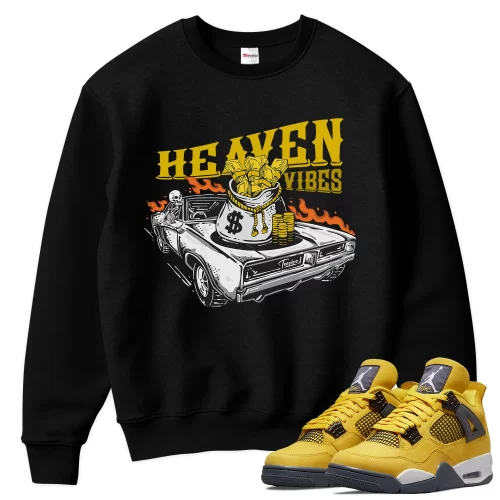 TeeVivo Sweatshirt Match Air Jordan 4 Retro Lightning Heaven vibes – Air Jordan 4 Sweatshirt, AJ4 Sweatshirt