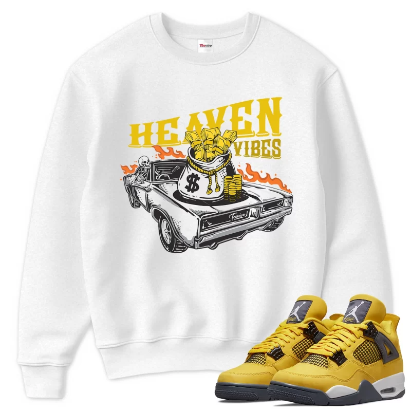 TeeVivo Sweatshirt Match Air Jordan 4 Retro Lightning Heaven vibes – Air Jordan 4 Sweatshirt, AJ4 Sweatshirt