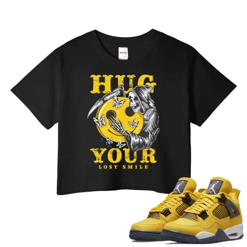 TeeVivo Crop Top Match Air Jordan 4 Retro Lightning Hug your lost smile – Air Jordan 4 Crop Top, AJ4 Crop Top