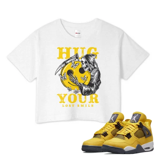 TeeVivo Crop Top Match Air Jordan 4 Retro Lightning Hug your lost smile – Air Jordan 4 Crop Top, AJ4 Crop Top