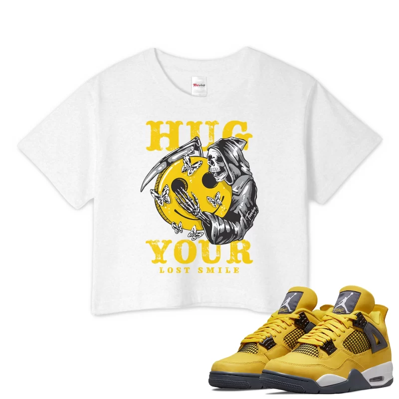 TeeVivo Crop Top Match Air Jordan 4 Retro Lightning Hug your lost smile – Air Jordan 4 Crop Top, AJ4 Crop Top
