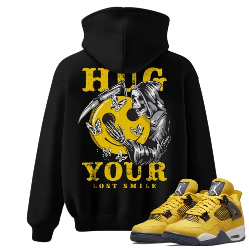 TeeVivo Hoodie Match Air Jordan 4 Retro Lightning Hug your lost smile – Air Jordan 4 Hoodie, AJ4 Hoodie