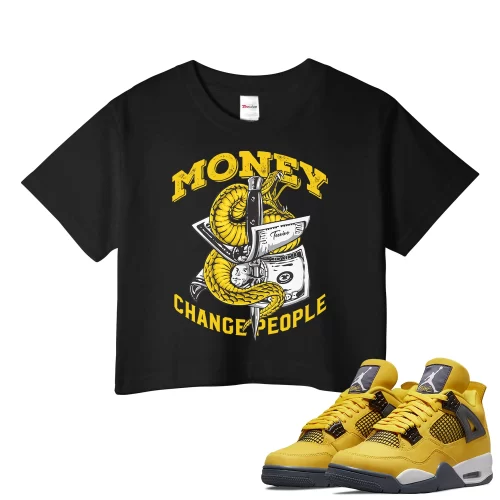 TeeVivo Crop Top Match Air Jordan 4 Retro Lightning Money change people – Air Jordan 4 Crop Top, AJ4 Crop Top