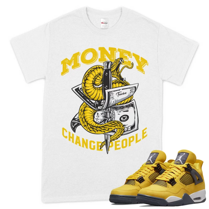 TeeVivo T-Shirt Match Air Jordan 4 Retro Lightning Money change people – Air Jordan 4 Shirt, AJ4 Shirt