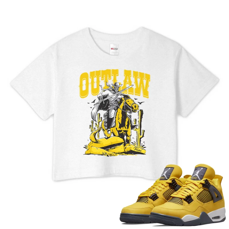 TeeVivo Crop Top Match Air Jordan 4 Retro Lightning Outlaw – Air Jordan 4 Crop Top, AJ4 Crop Top