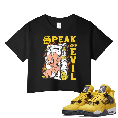 TeeVivo Crop Top Match Air Jordan 4 Retro Lightning Speak no evil – Air Jordan 4 Crop Top, AJ4 Crop Top