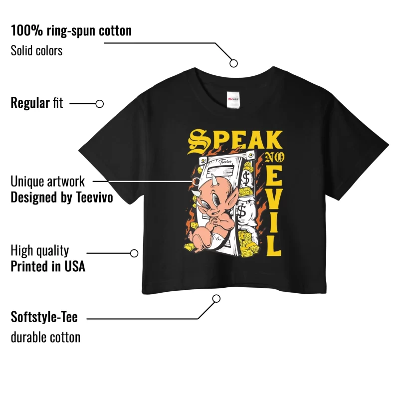 TeeVivo Crop Top Match Air Jordan 4 Retro Lightning Speak no evil – Air Jordan 4 Crop Top, AJ4 Crop Top