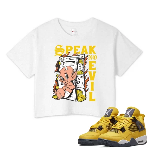 TeeVivo Crop Top Match Air Jordan 4 Retro Lightning Speak no evil – Air Jordan 4 Crop Top, AJ4 Crop Top